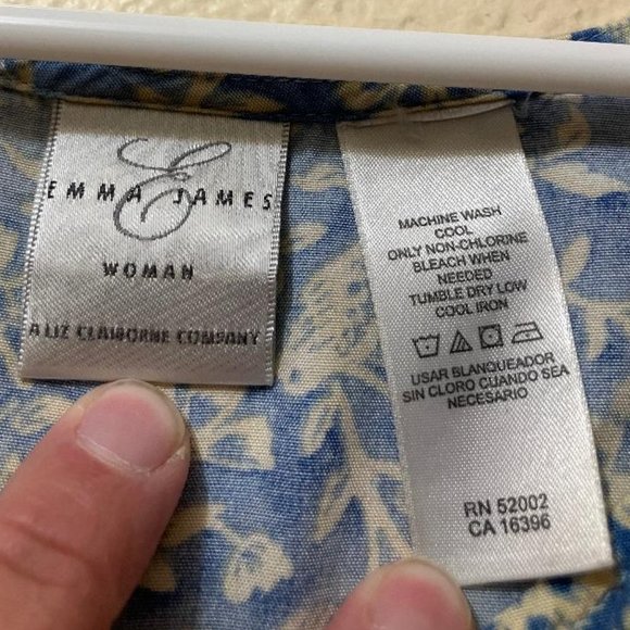 Y2K Emma James Women's Blue Floral Cottage Sleeveless Button Up Shirt Size M/L - Picture 4 of 4